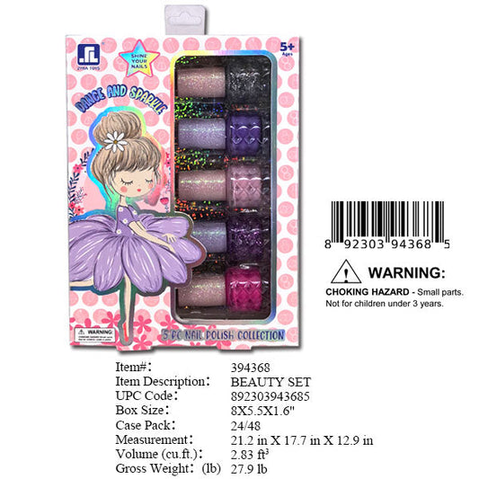 8X5.5X1.6"5PC NAIL POLISH MAKE UP SET WBX