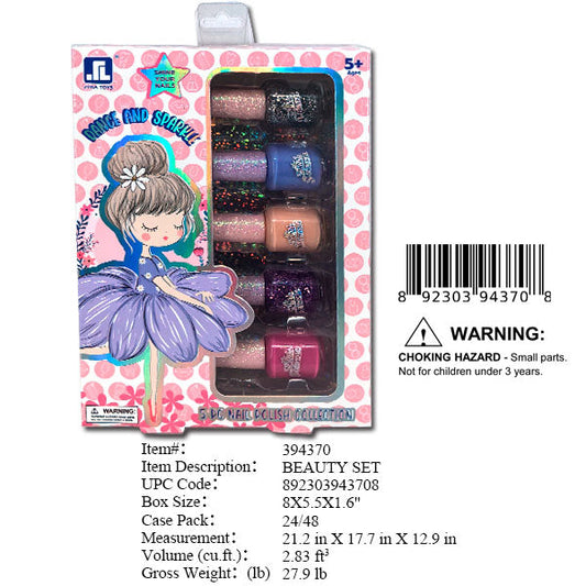 8X5.5X1.6"5PC NAIL POLISH MAKE UP SET WBX