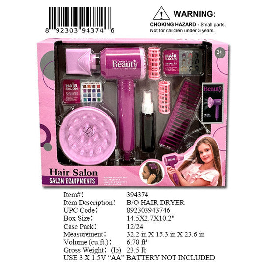 14.5X2.7X10.2"B/O HAIR DRYER BEAUTY SALON SET