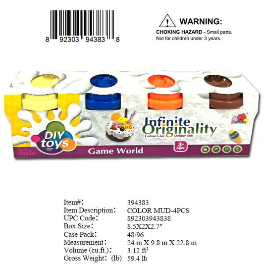 8.5X2X2.7"4PC COLOR CLAY SET