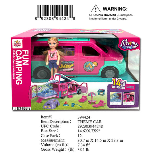 14.6X6.7X9"FUN CAMPING CAR & DOLL FIGURES SET WBX
