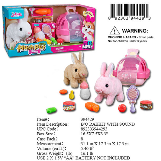 16.5X7.5X8.3"B/O PLUSH RABBIT FEEDING SET OTBX