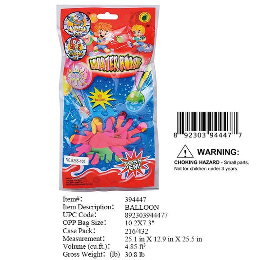 10.2X7.3"100PC WATER BOMB BALLOONS