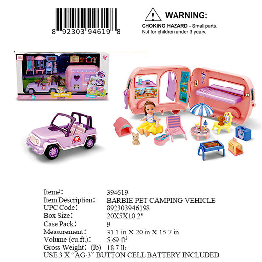 20X5X10.2"GIRL DOLL & TRUCK+CAMPER SET