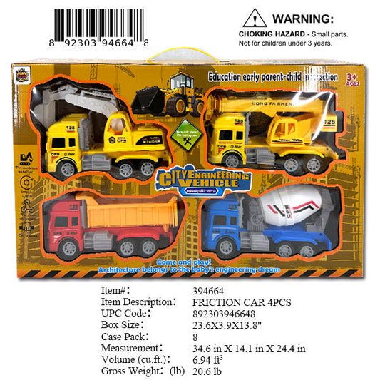23.6X3.9X13.8"4PC CONSTRUCTION TRUCK SET WBX