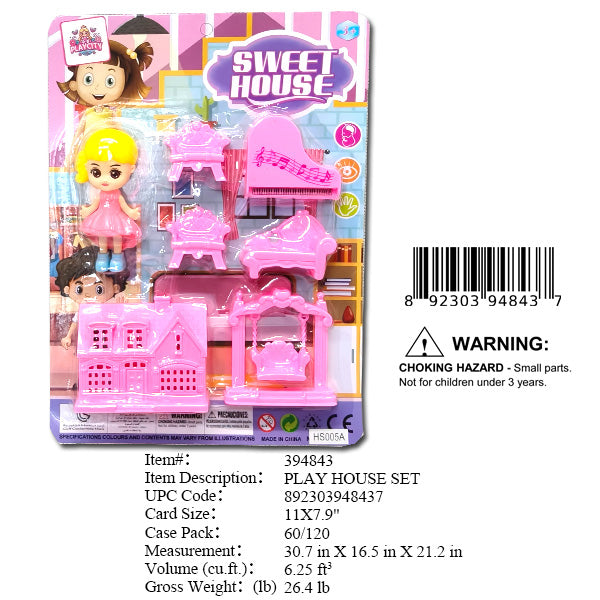 11X7.9"SWEET HOUSE FURNITURE PLAY SET
