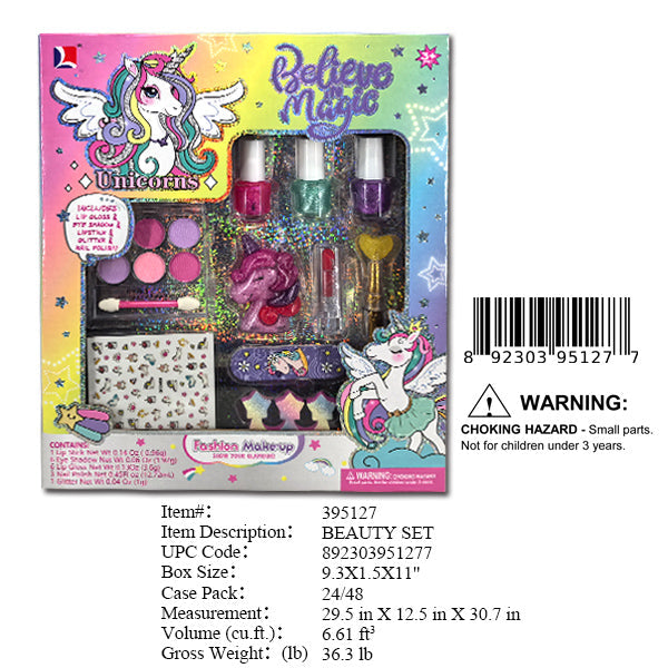 9.3X1.5X11"UNICORN MAGIC MAKE UP SET