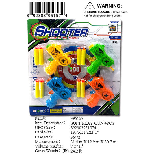 13.7X11" 4PC SOFT DART  PLAY GUN SET