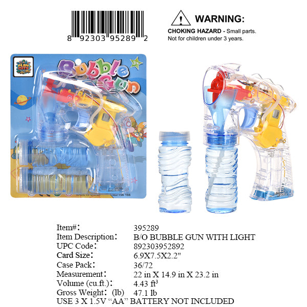 6.9X7.5X2.2"B/O BUBBLE GUN+2BTL BUBBLES