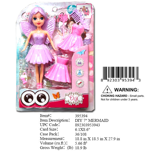 6.1X8.6"DIY 7"ANGEL DOLL PLAY SET