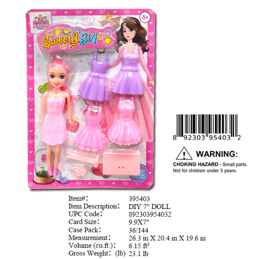 9.9X7"7"DIY SWEETY GIRL DOLL PLAY SET