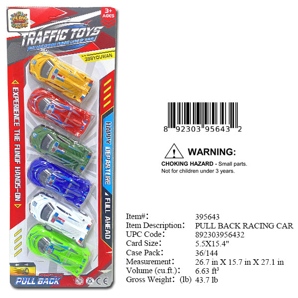 5.5X15.4"6PC PULL BACK SPORT CAR