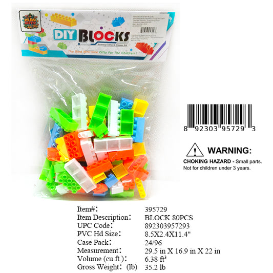 8.5X2.4X11.4"80 PC BUILDING BLOCKS SET