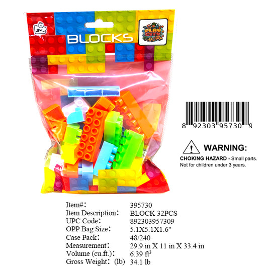 5.1X5.1X1.6"32 PC BUILDING BLOCKS SET