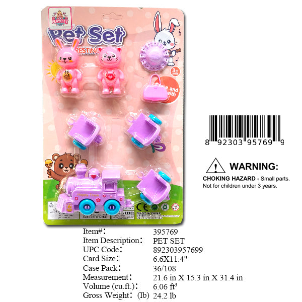 6.6X11.4"RABBIT & BEAR MINI PET PLAY SET