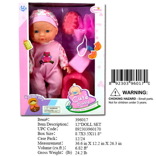 8.7X3.5X11.8"12"NEW BORN BABY DOLL PLAYSET WBX