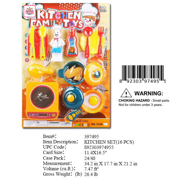 11.4X16.5"16PC KITCHEN PLAY SET