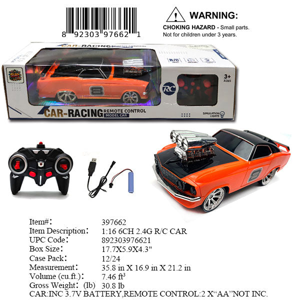 17.7X5.9X4.3"1:16 6CH RC VINTAGE SPORT RACE CAR