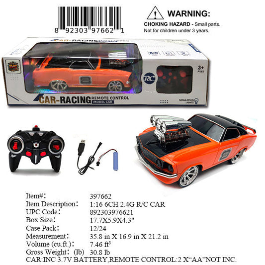 17.7X5.9X4.3"1:16 6CH RC VINTAGE SPORT RACE CAR