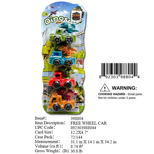 12.2X4.7"4PC F/W TRUCK WITH DINOSAUR