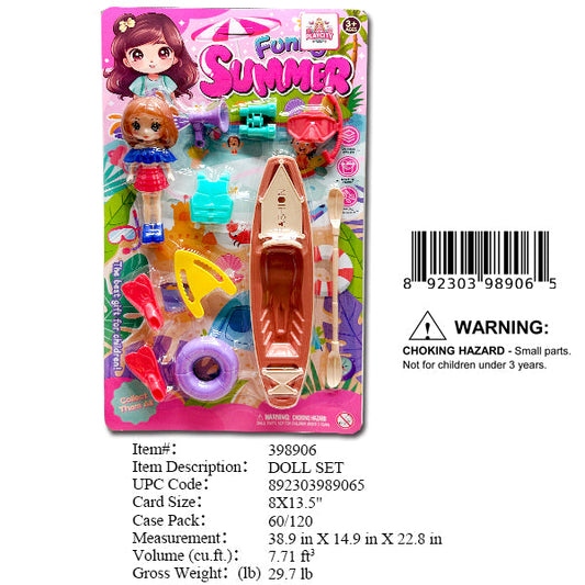 8X13.5"GIRL DOLL FUNNY SUMMER PLAY SET