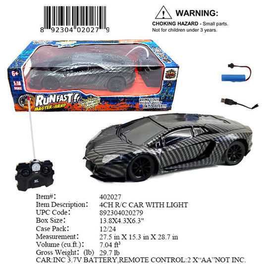 13.8X4.3X6.3"R/C 4CH FAST SPORT RACER CAR