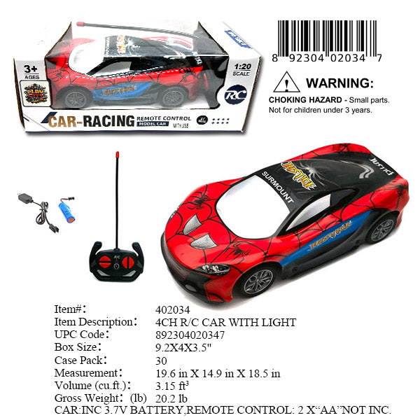 9.2X4X3.5"4CH R/C SPORT CAR