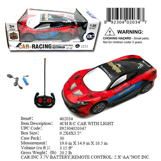 9.2X4X3.5"4CH R/C SPORT CAR