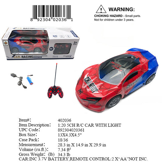 13X4.3X4.5"1:20 R/C 5CH SPEED SPORT CAR