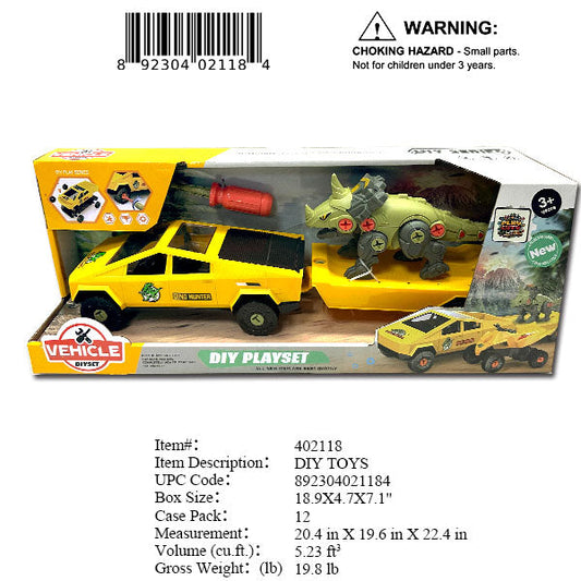 18.9X4.7X7.1"CB TRUCK & DIY DINOSAUR