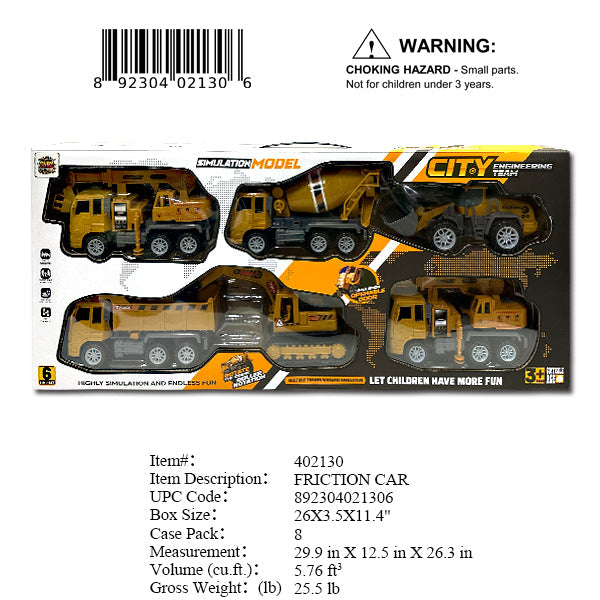 26X3.5X11.4"6PC CONSTRUCTION TRUCK SET