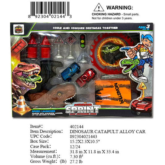 15.2X2.3X10.5"DINOSAUR & STUNT CAR PLAY SET
