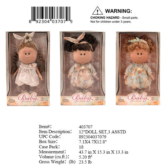 7.1X4.7X12.8"12"BABY GIRL DOLL