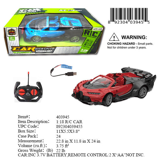 11X5.5X3.8"R/C 1:18 4CH SPORT RACE CAR