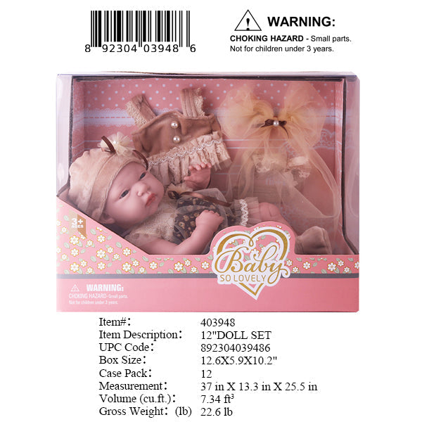 12.6X5.9X10.2"12"LOVELY BABY DOLL