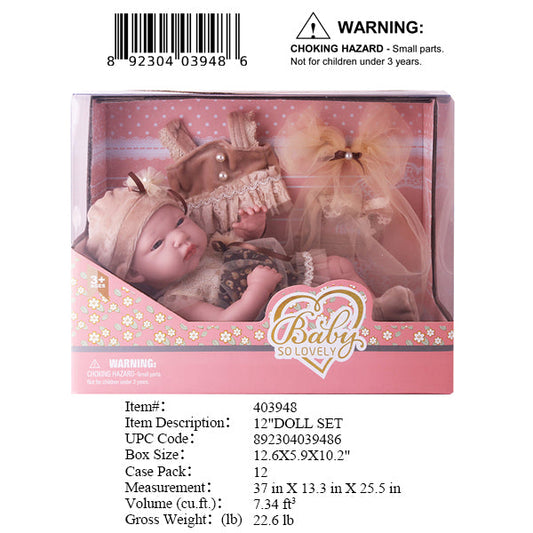 12.6X5.9X10.2"12"LOVELY BABY DOLL