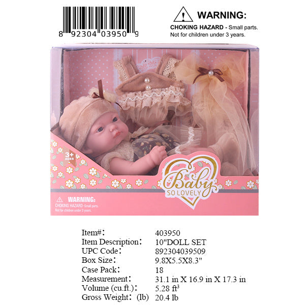 9.8X5.5X8.3"10"LOVELY BABY DOLL