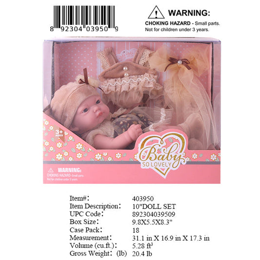 9.8X5.5X8.3"10"LOVELY BABY DOLL