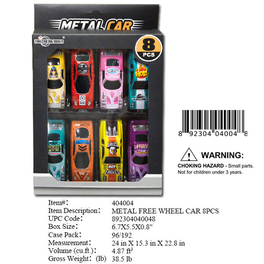 6.7X5.5X0.8"8PC F/W METAL CAR SET
