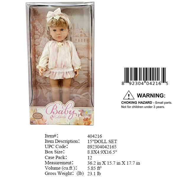 8.8X4.9X16.5"LOVELY BABY GIRL DOLL