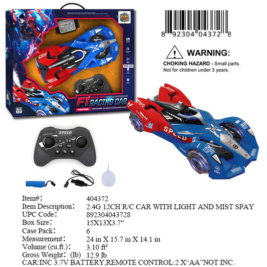 15X13X3.7"R/C 12CH SPORT CAR+MIST SPRAY