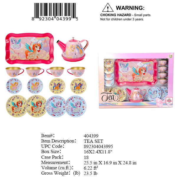 16X2.4X11.8"15PC METAL TEA SERVING PLAY SET