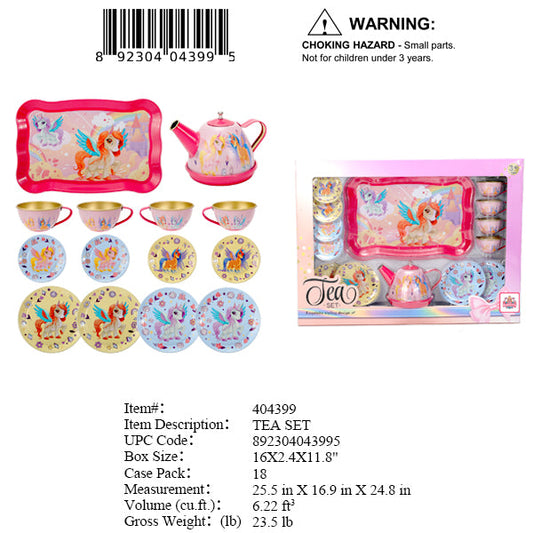 16X2.4X11.8"15PC METAL TEA SERVING PLAY SET