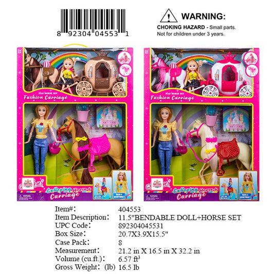 20.7X3.9X15.5"2PC 11"+2PC 5"GIRL DOLL HORSE & WAGO