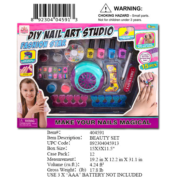 15X3X11.5"DIY BEAUTY NAIL MAKE UP SET
