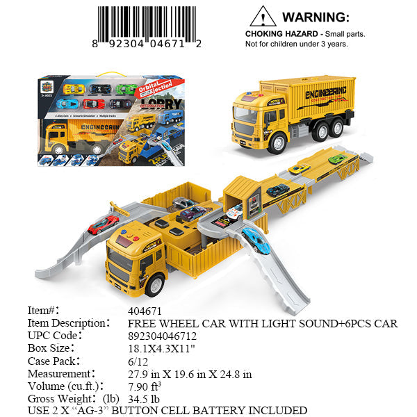 18.1X4.3X11"F/P TRAILER TRUCK +6 CAR SET