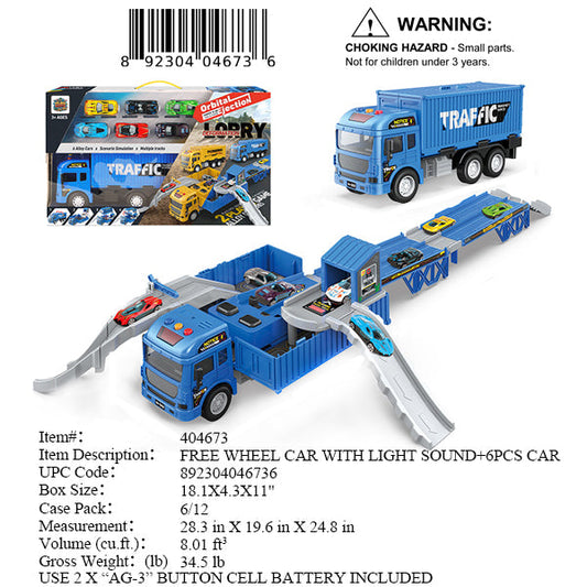 18.1X4.3X11"CAR CARRIER TRUCK & 6 CAR SET