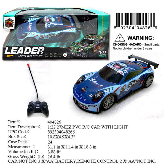 10.8X4.9X4.3"1:22 R/C SPORT CAR WITH LIGHT