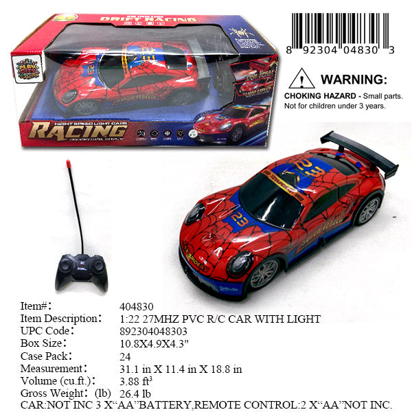 10.8X4.9X4.3"1:22 R/C SPORT CAR WITH LIGHT