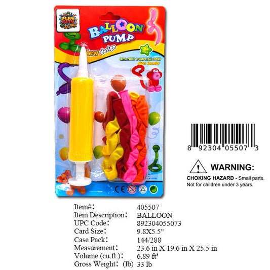 9.8X5.5"TWISTABLE BALLOON & PUMP INCL